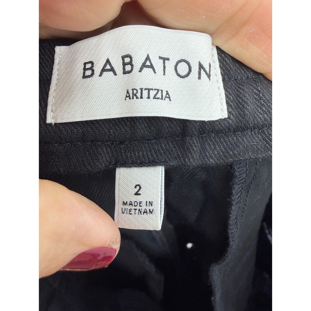 Babaton Aritzia parity Wide Leg Trousers sz 2 Black Linen Blend High Waist - Picture 5 of 10